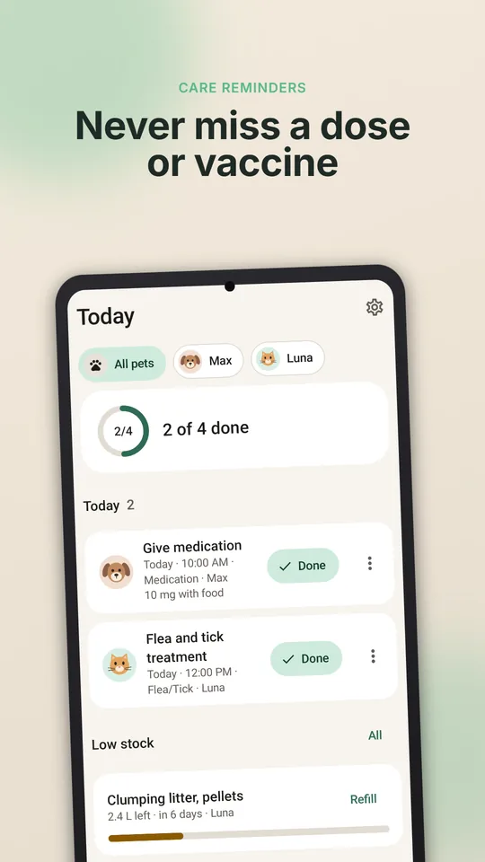 PetCare Offline activity and daily routine logs for a dog